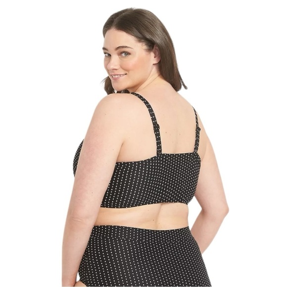 Lane Bryant Plunge Underwire Swim Bikini Top In Textured Dot Size 40D - Picture 3 of 4